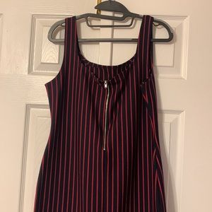 Red and navy blue striped bodycon dress